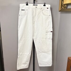 FUBU VINTAGE Size 38x34 White Denim Jeans